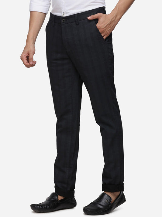 Black Checked Uno Fit Casaul Trouser | JadeBlue Sport