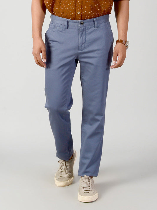 Moonlight Blue Self Textured Slim Fit Casual Trouser | JB Sport