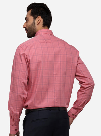 Dark Pink Checked Regular Fit Formal Shirt | JadeBlue