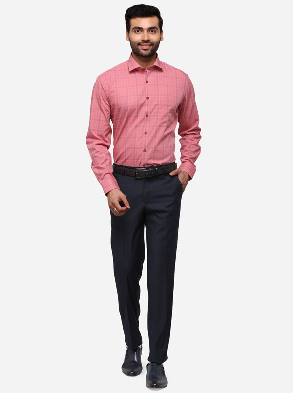 Dark Pink Checked Regular Fit Formal Shirt | JadeBlue