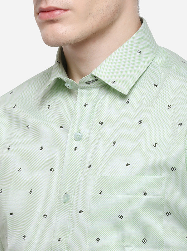 Light Pista Printed Slim Fit Formal Shirt | Metal