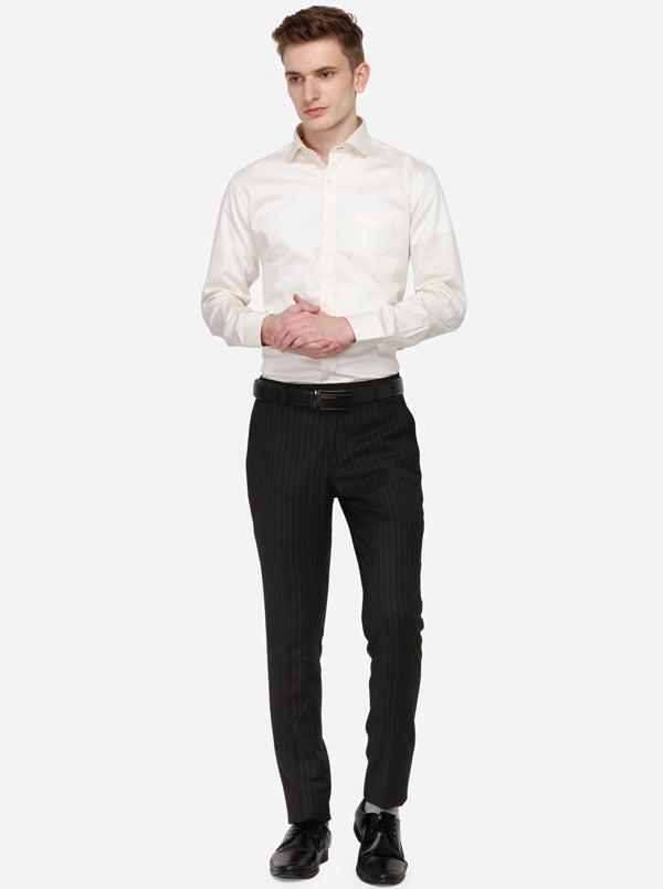 Black Striped Super Slim Fit Formal Trouser | JadeBlue