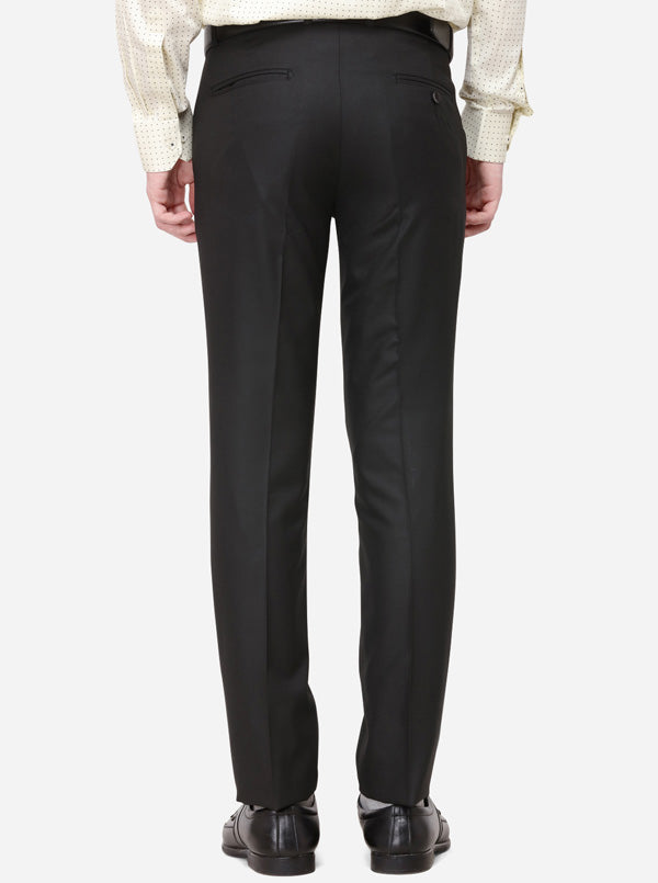 Black Solid Slim Fit Formal Trouser | Greenfibre