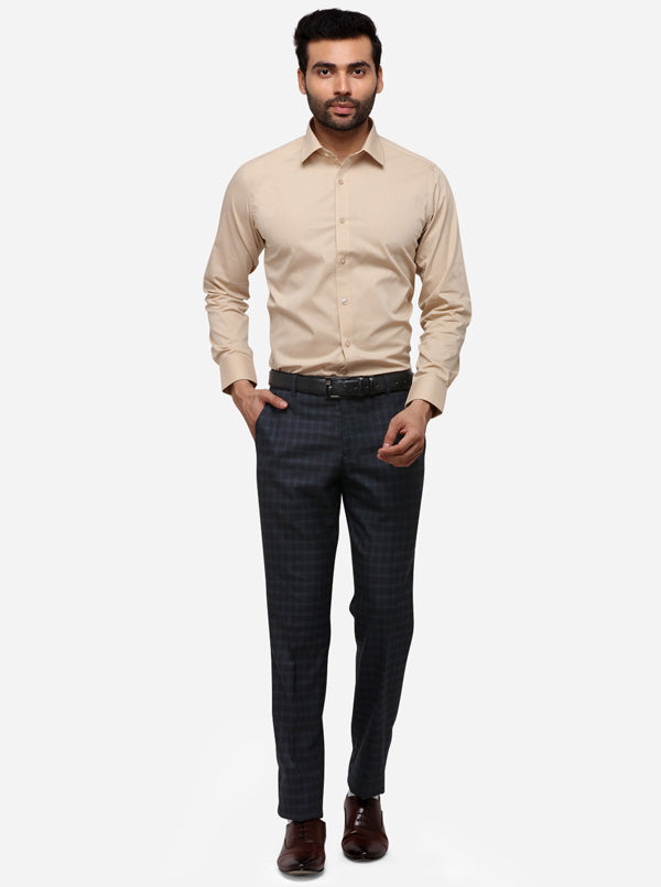 Beige Solid Slim Fit Formal Shirt | Greenfibre