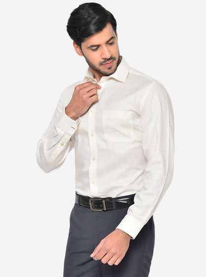 Light Cream Dobby Regular Fit Formal Shirt | Greenfibre