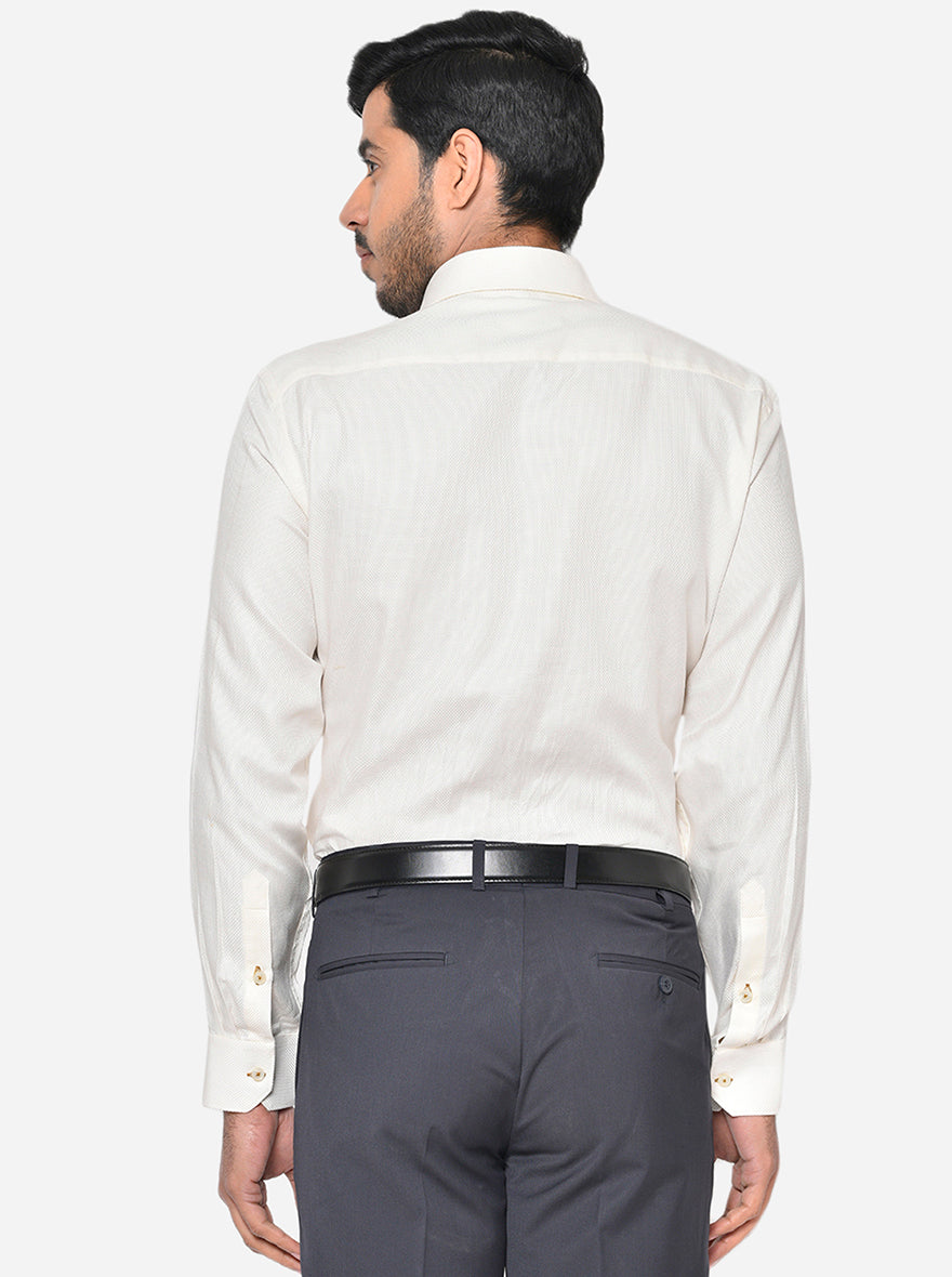 Light Cream Dobby Regular Fit Formal Shirt | Greenfibre