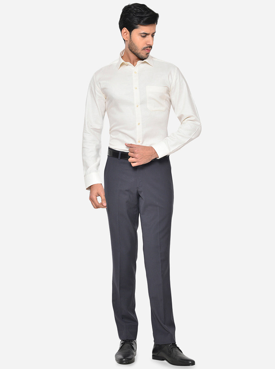 Light Cream Dobby Regular Fit Formal Shirt | Greenfibre