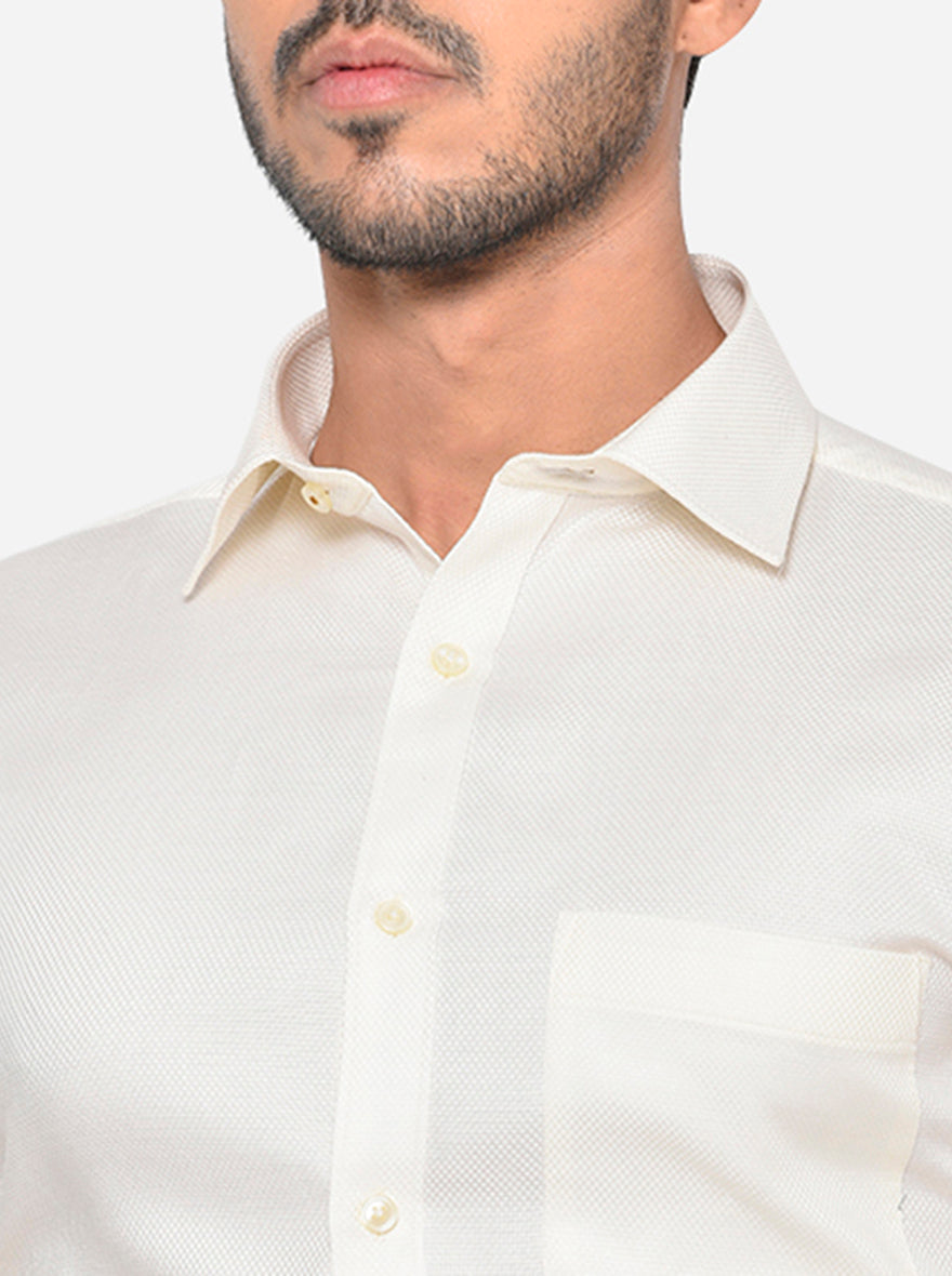 Light Cream Dobby Regular Fit Formal Shirt | Greenfibre