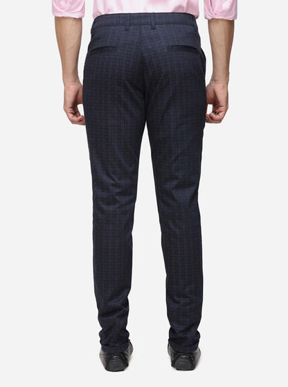 Navy Blue Solid Super Slim Fit Casual Trouser | Greenfibre