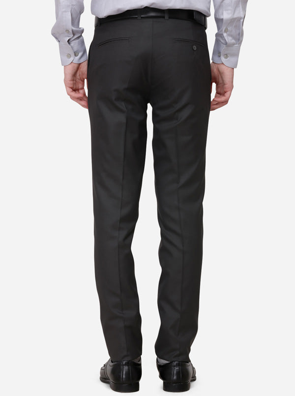 Grey Solid Slim Fit Formal Trouser | Greenfibre
