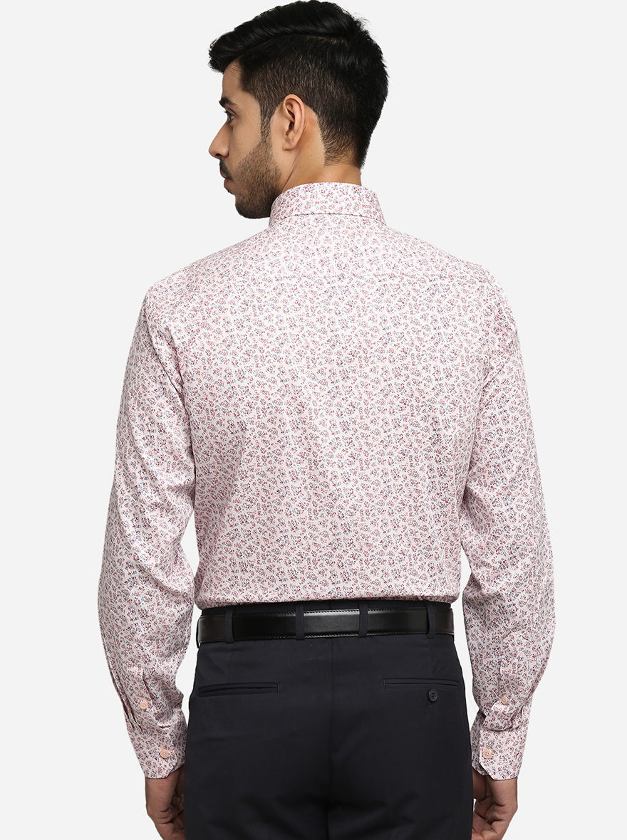 Light Pink Printed Regular Fit Formal Shirt | JadeBlue