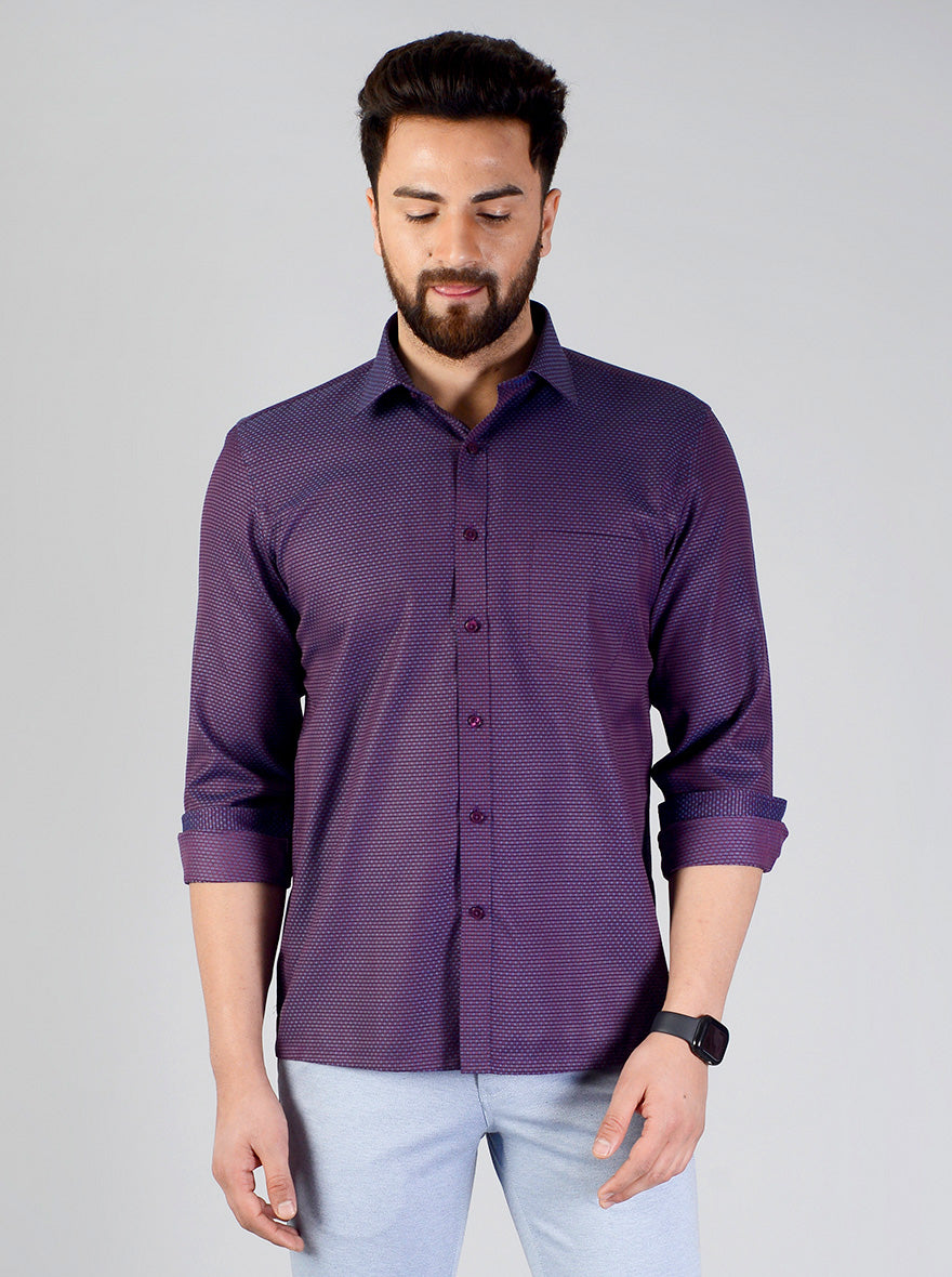 Purple Checked Regular Fit Formal Shirt | Greenfibre