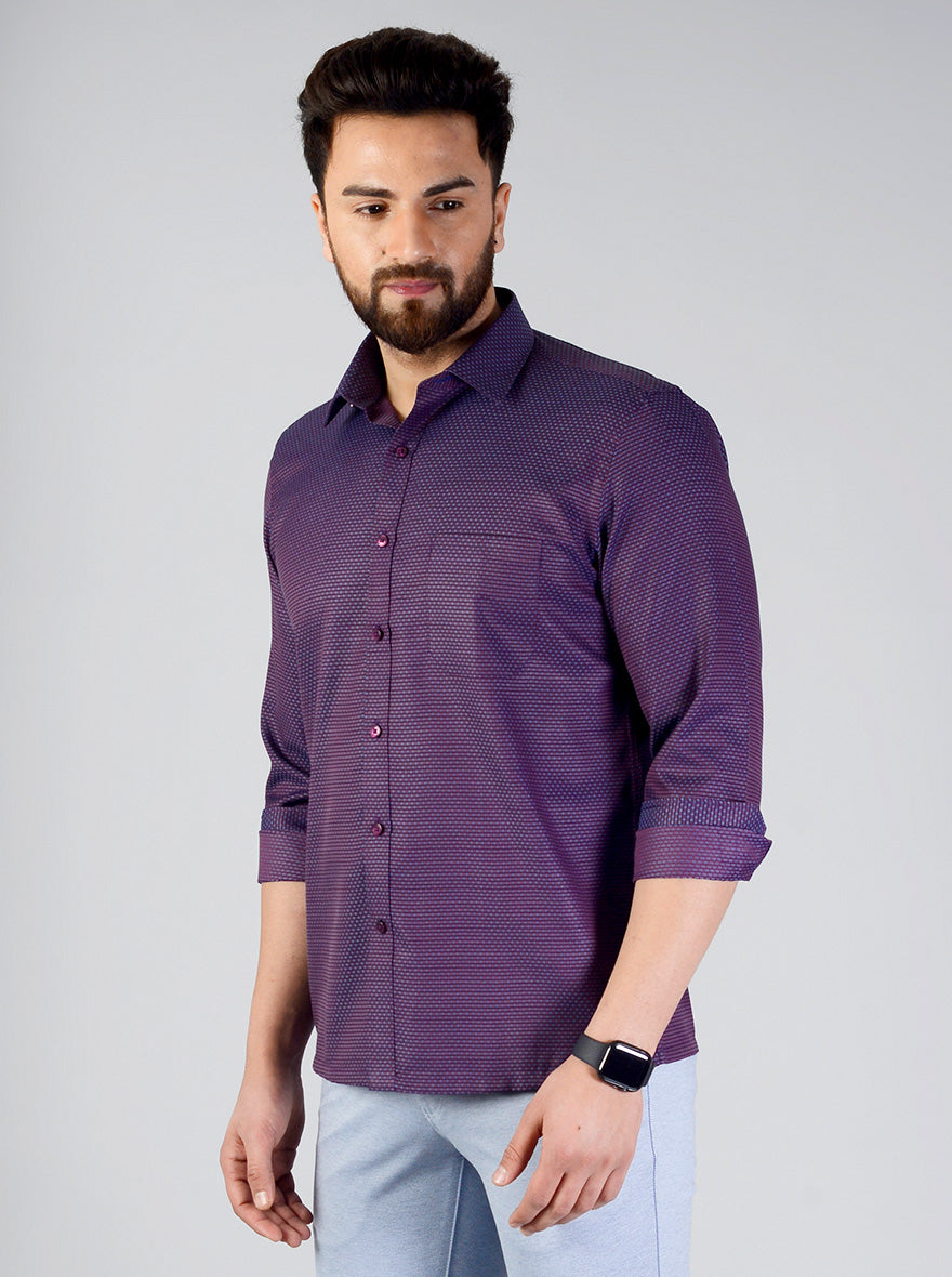 Purple Checked Regular Fit Formal Shirt | Greenfibre