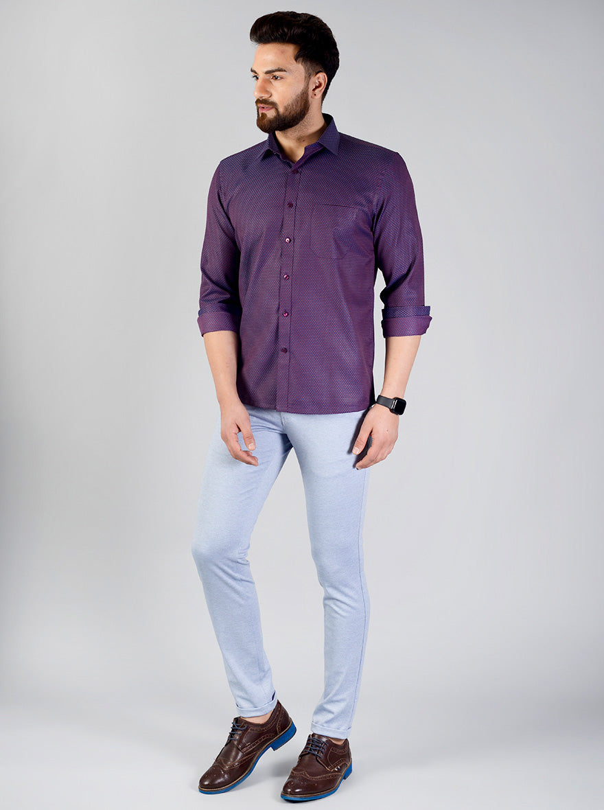 Purple Checked Regular Fit Formal Shirt | Greenfibre