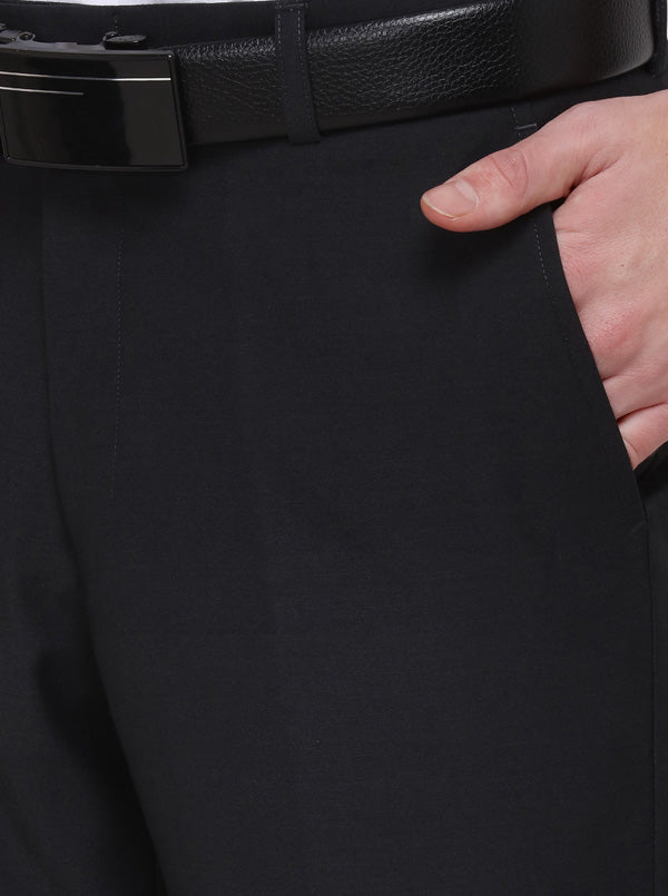 Grey Solid Slim Fit Formal Trouser | Metal