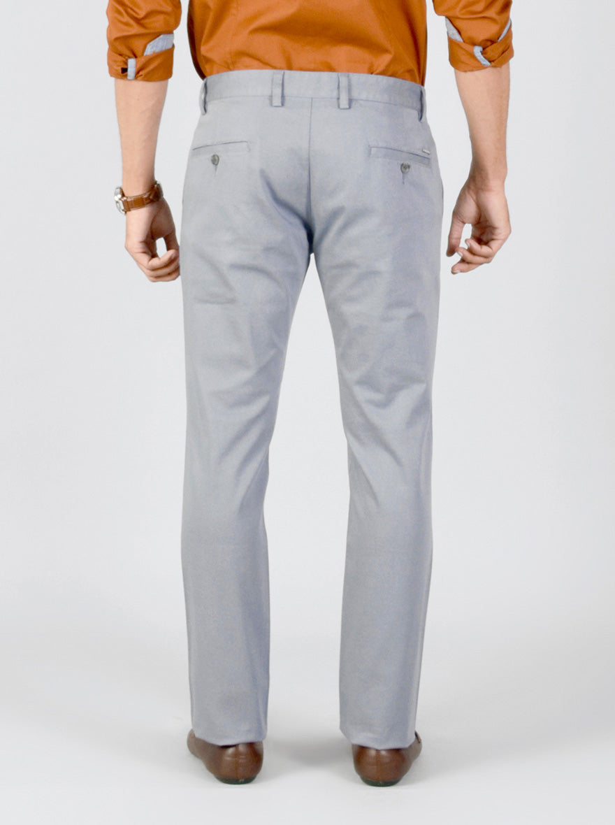 Faded Blue Dotted Slim Fit Casual Trouser | Greenfibre