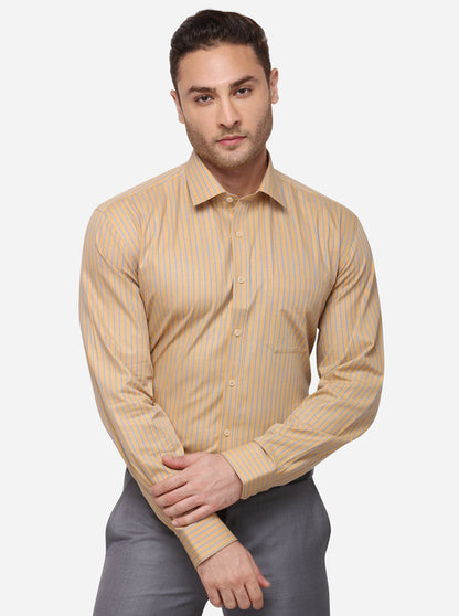Mustured Striped Regular Fit Formal Shirt | JadeBlue