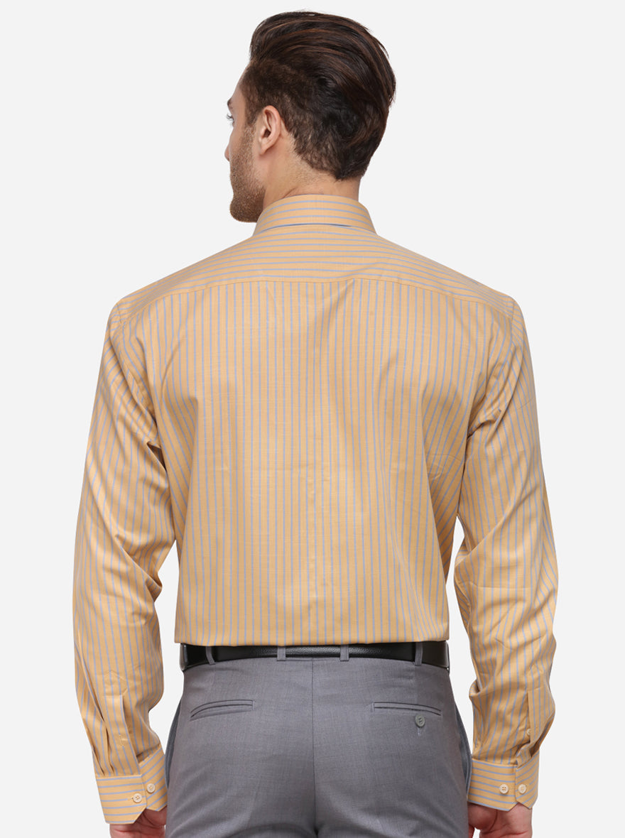 Mustured Striped Regular Fit Formal Shirt | JadeBlue