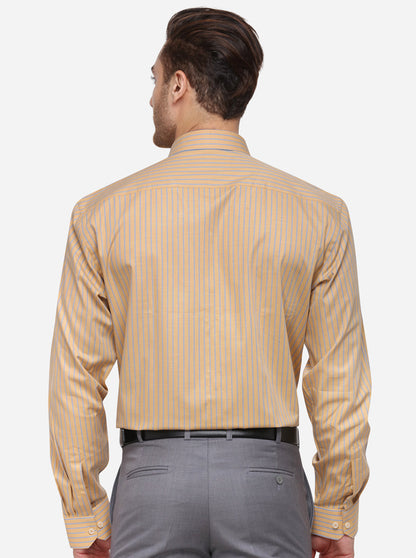 Mustured Striped Regular Fit Formal Shirt | JadeBlue