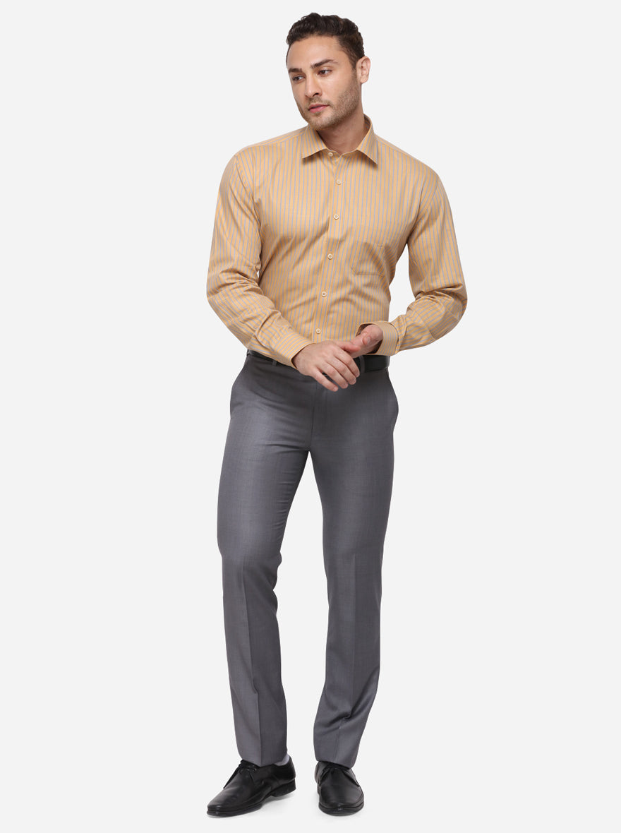 Mustured Striped Regular Fit Formal Shirt | JadeBlue