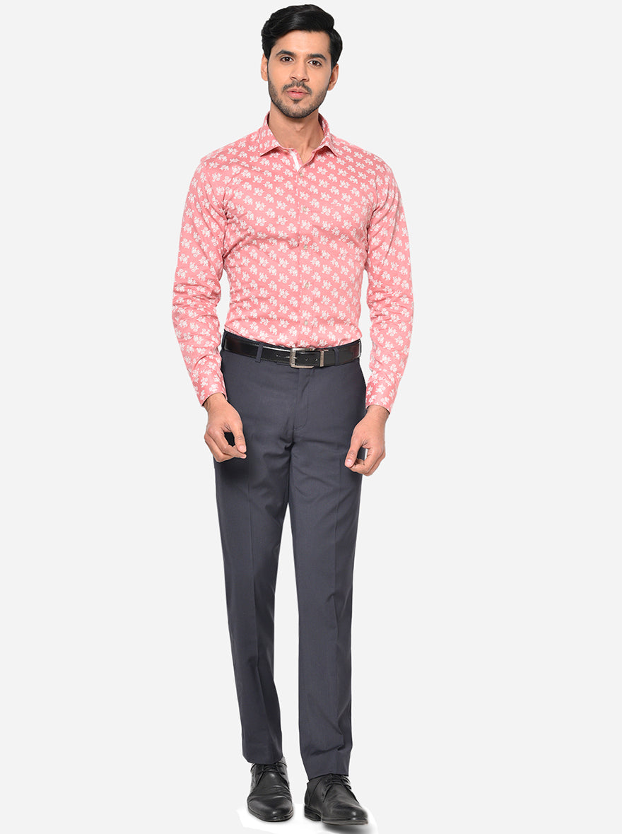 Desert Rose Pink Printed Slim Fit Party Wear Shirt | Greenfibre