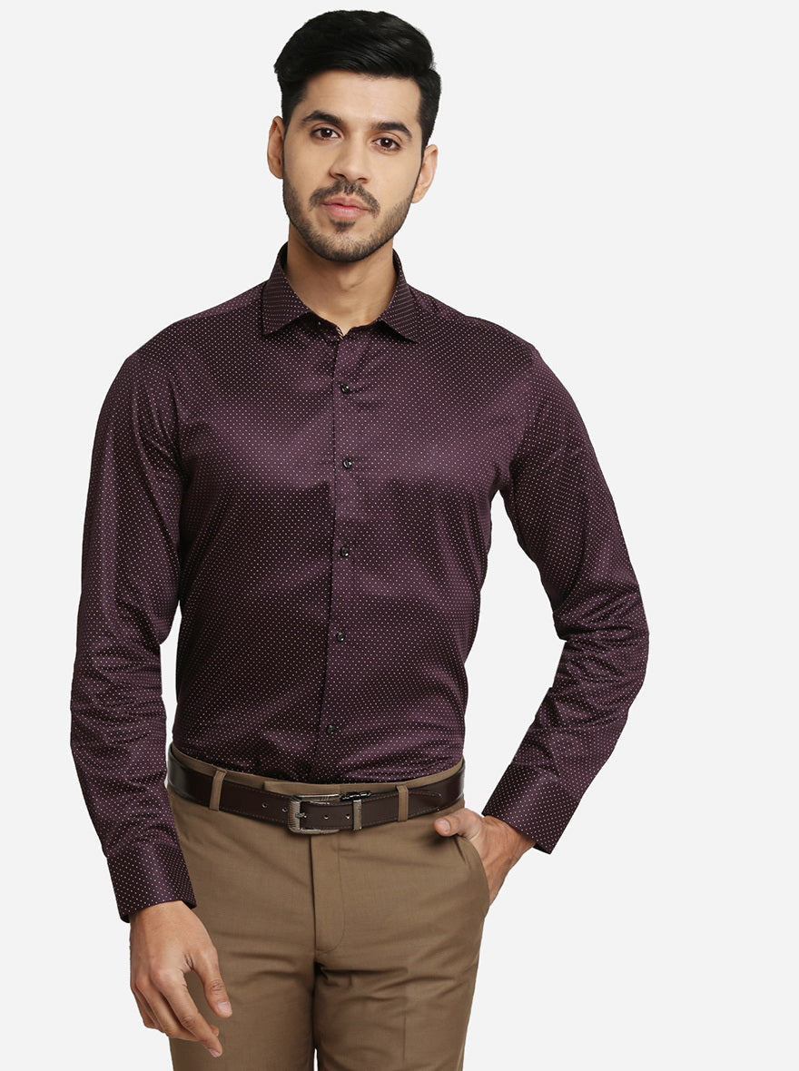 Purple Printed Slim Fit Party Wear Shirt | Greenfibre