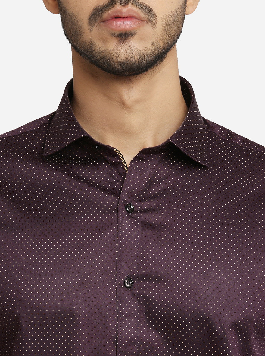 Purple Printed Slim Fit Party Wear Shirt | Greenfibre