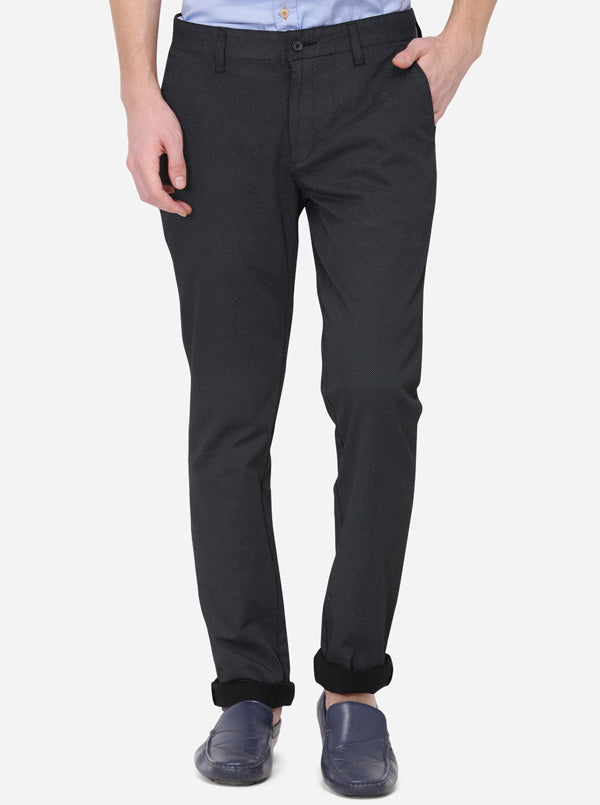 Black Solid Super Slim Fit Casual Trouser | Greenfibre