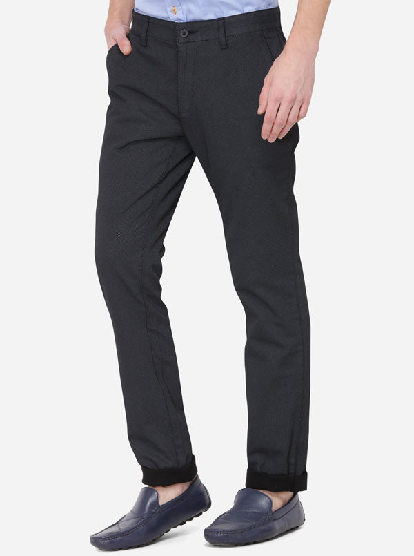 Black Solid Super Slim Fit Casual Trouser | Greenfibre