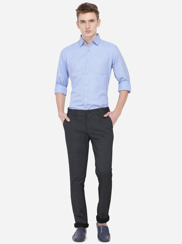 Black Solid Super Slim Fit Casual Trouser | Greenfibre