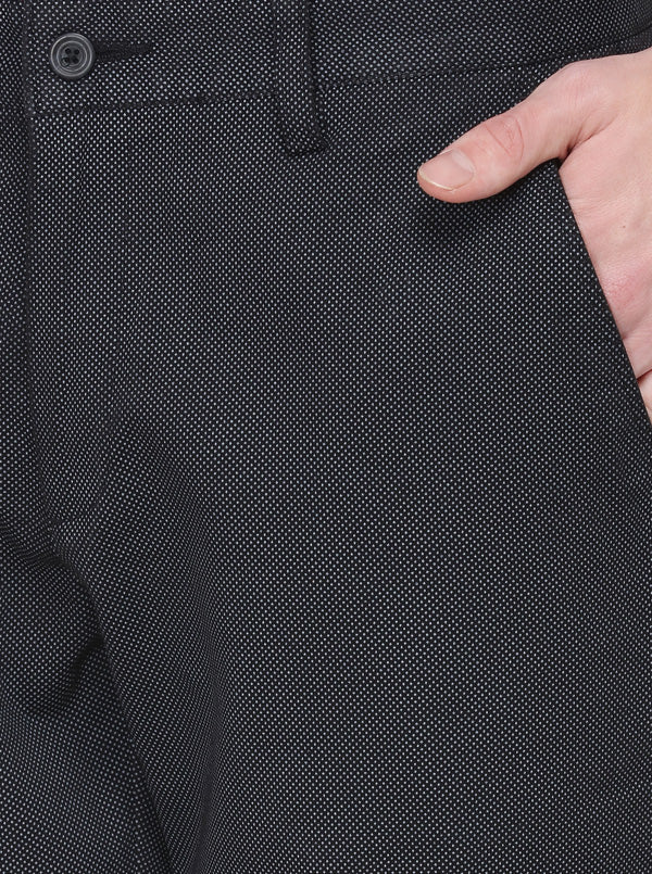 Black Solid Super Slim Fit Casual Trouser | Greenfibre