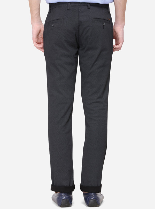 Black Solid Super Slim Fit Casual Trouser | Greenfibre