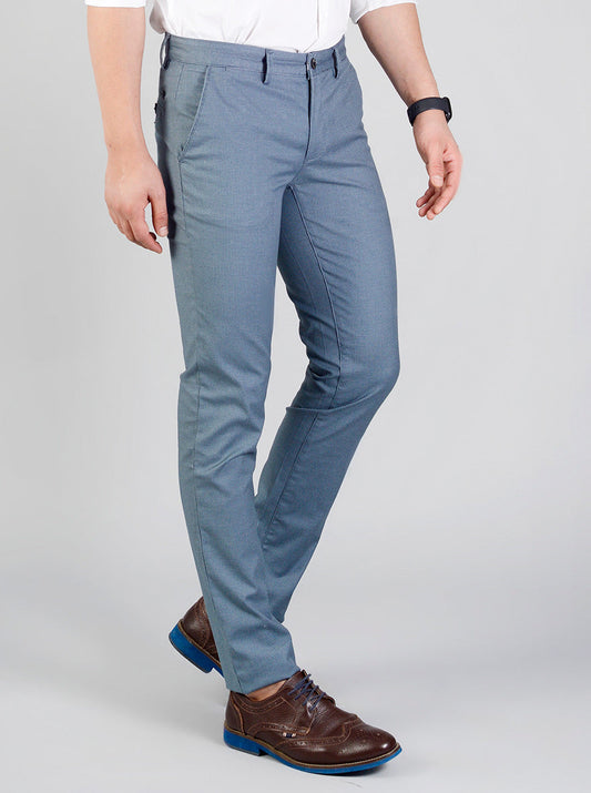 Blue Checked Slim Fit Casual Trouser | JB Sport