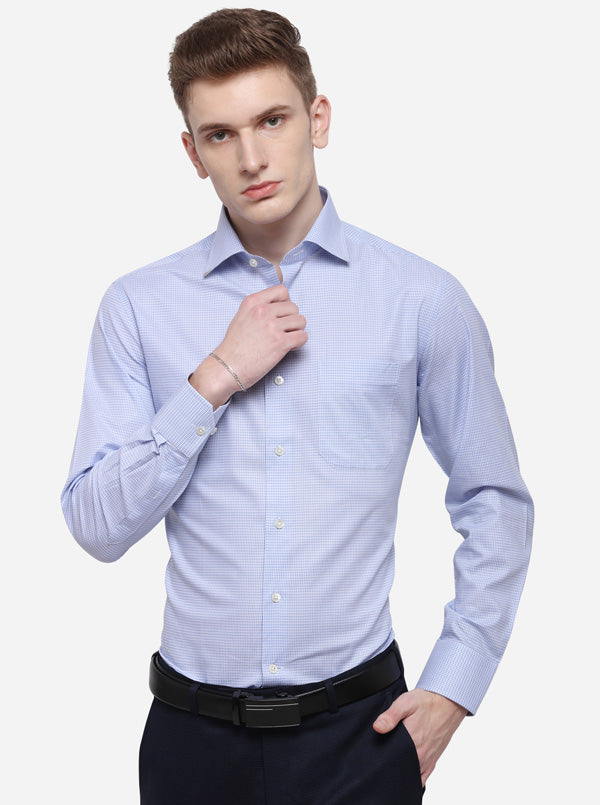 Sky Blue Dobby Regular Fit Formal Shirt | JadeBlue