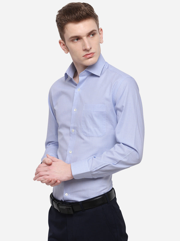 Sky Blue Dobby Regular Fit Formal Shirt | JadeBlue