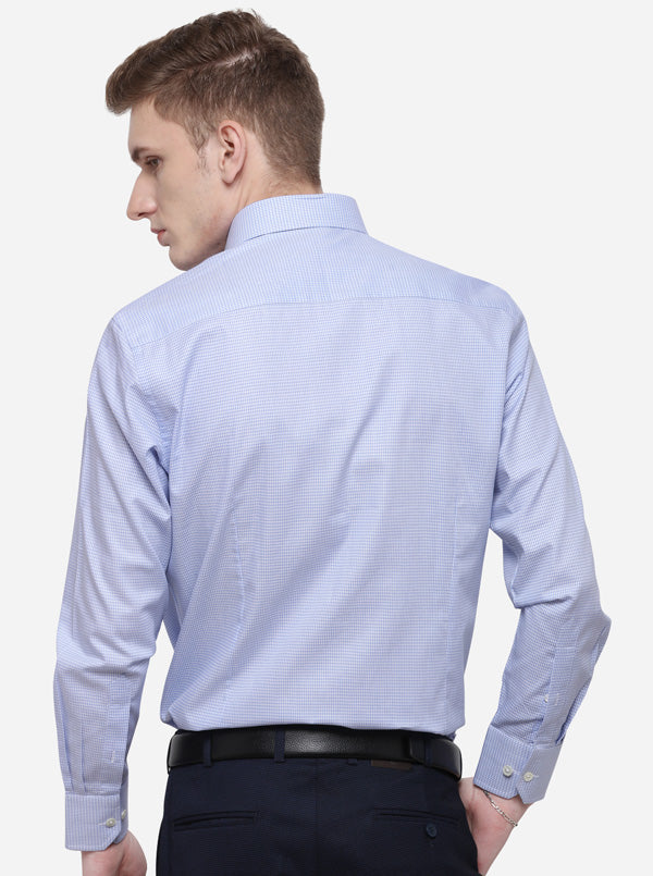 Sky Blue Dobby Regular Fit Formal Shirt | JadeBlue