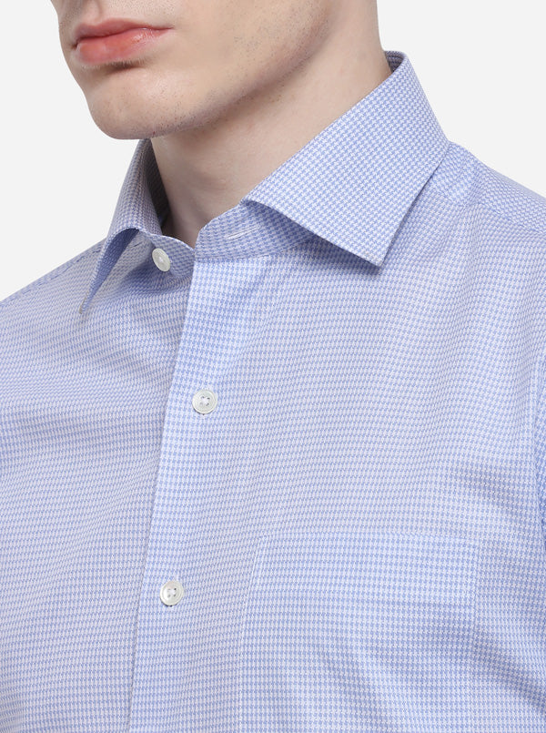 Sky Blue Dobby Regular Fit Formal Shirt | JadeBlue