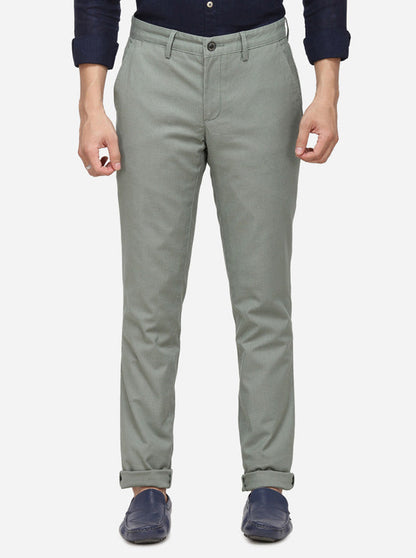 Light Green Checked Uno Fit Casual Trouser | JadeBlue Sport