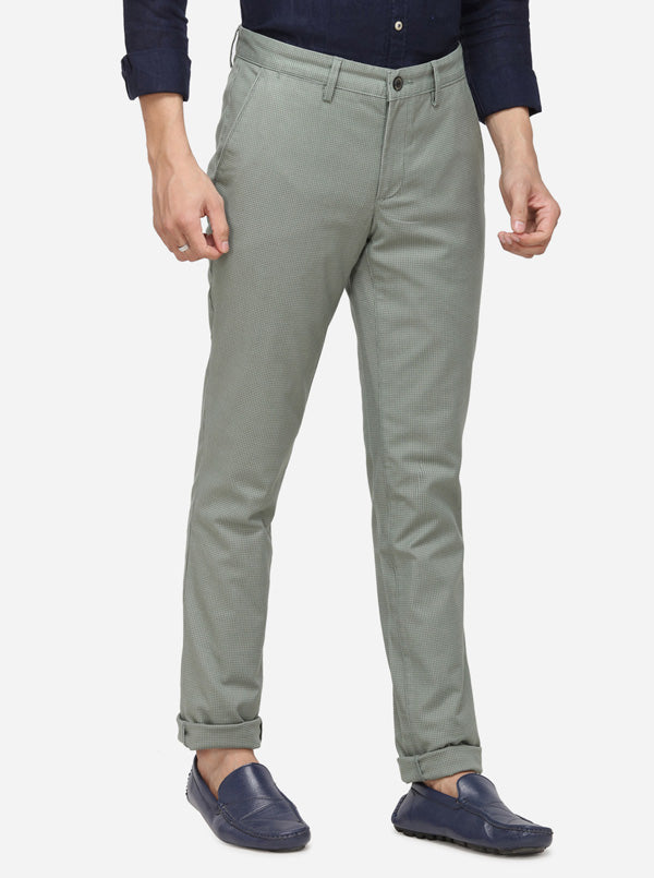 Light Green Checked Uno Fit Casual Trouser | JadeBlue Sport