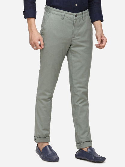 Light Green Checked Uno Fit Casual Trouser | JadeBlue Sport