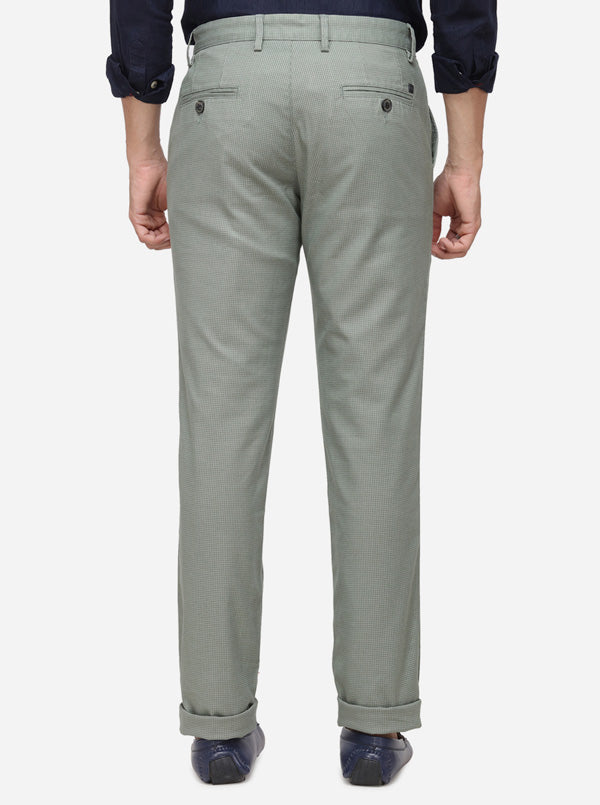 Light Green Checked Uno Fit Casual Trouser | JadeBlue Sport