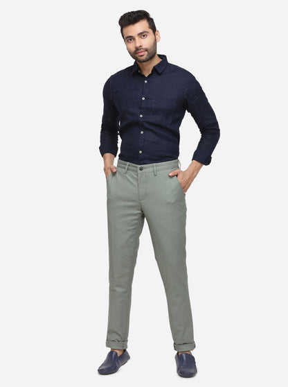 Light Green Checked Uno Fit Casual Trouser | JadeBlue Sport
