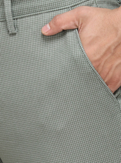 Light Green Checked Uno Fit Casual Trouser | JadeBlue Sport