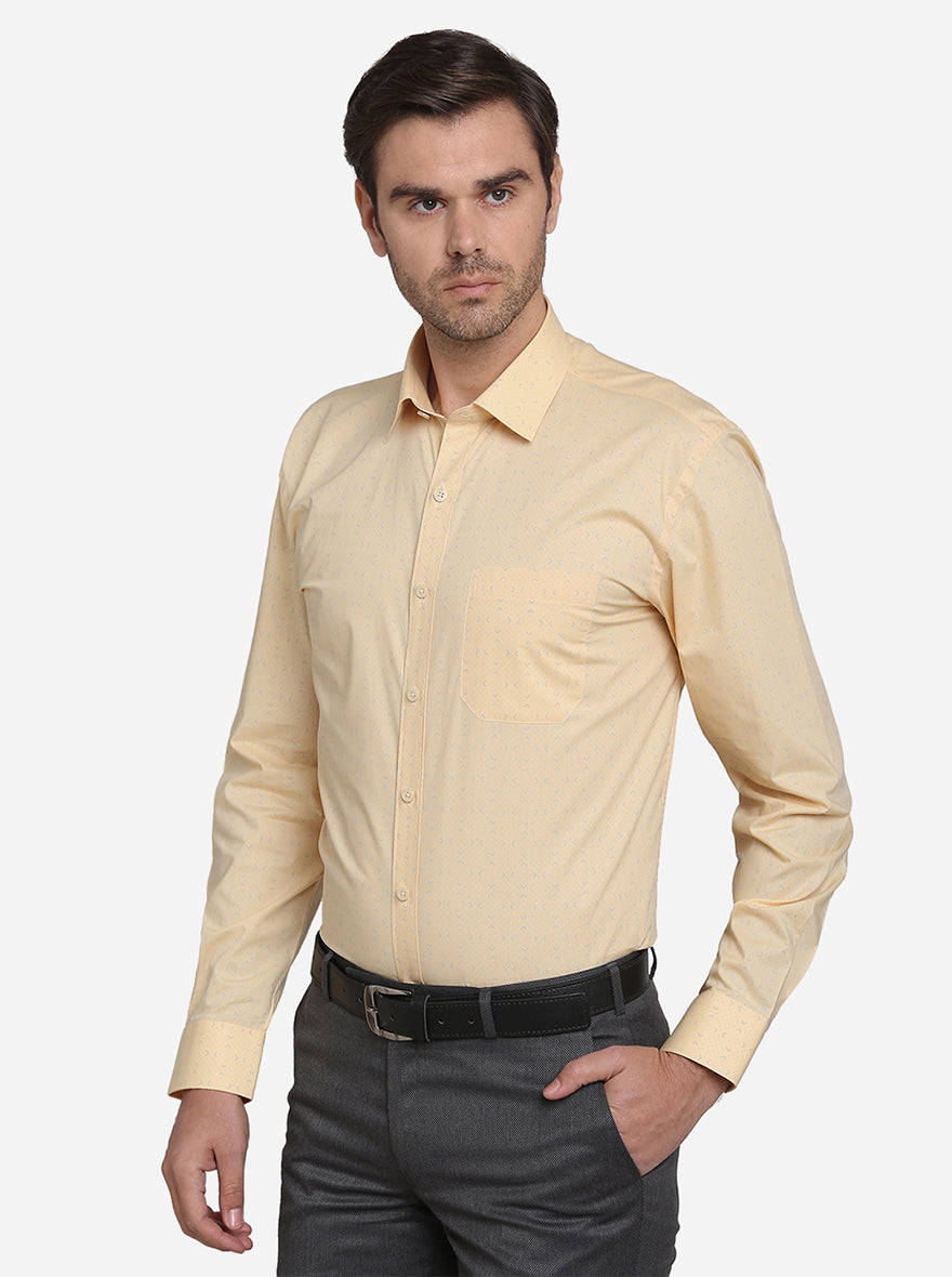 Yellow Printed Regular Fit Formal Shirt | JadeBlue