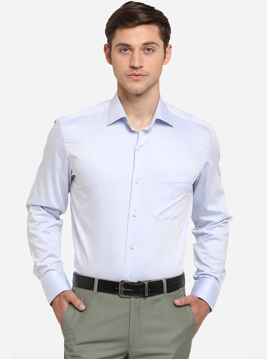 Sky Blue Solid Slim Fit Formal Shirt | JadeBlue