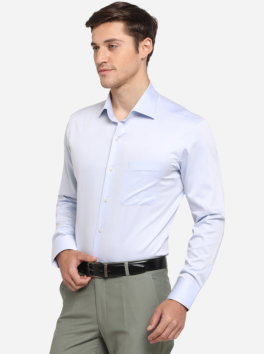 Sky Blue Solid Slim Fit Formal Shirt | JadeBlue