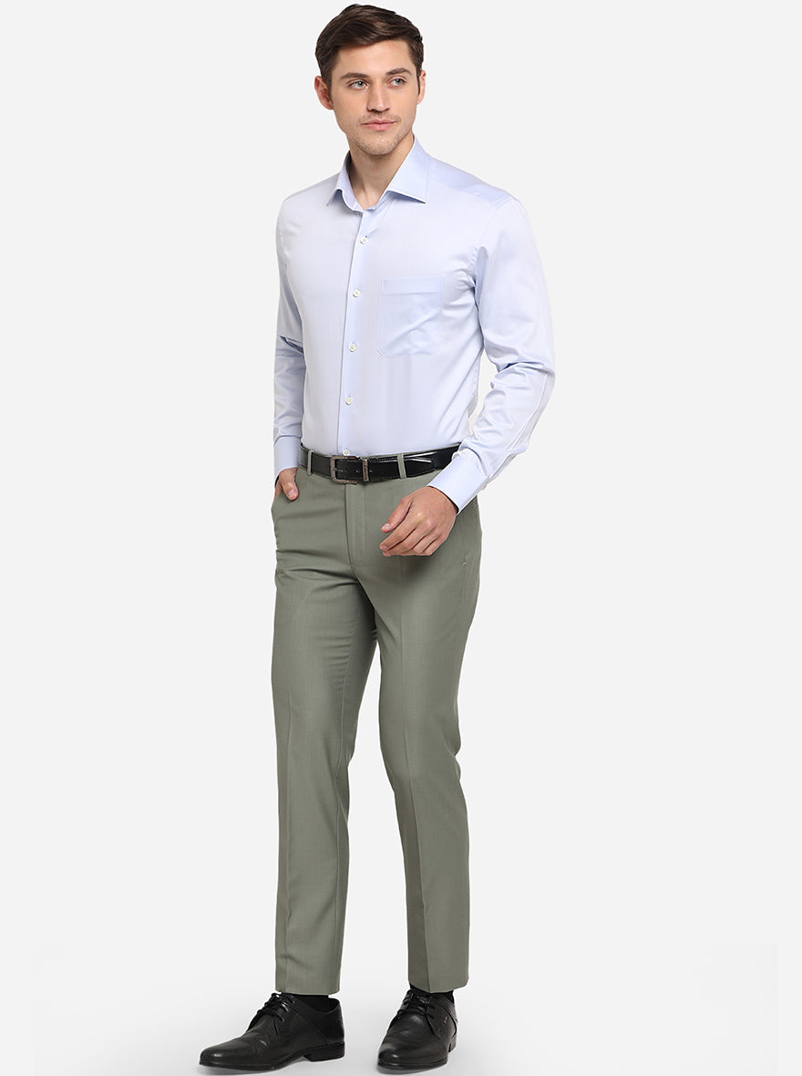 Sky Blue Solid Slim Fit Formal Shirt | JadeBlue