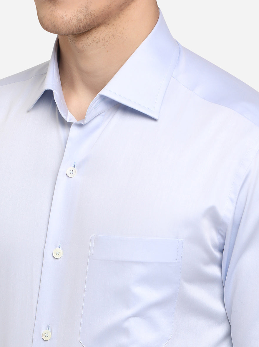 Sky Blue Solid Slim Fit Formal Shirt | JadeBlue