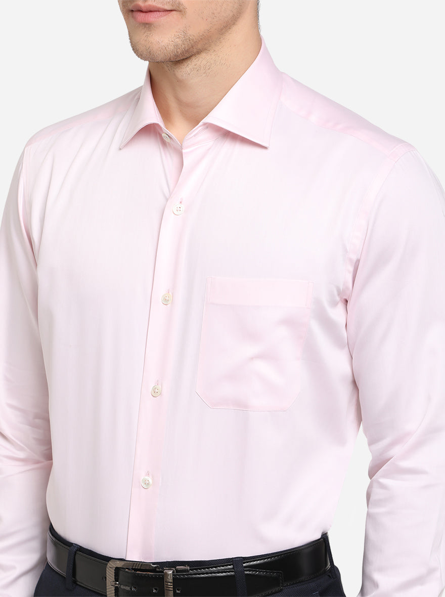 Pink Solid Slim Fit Formal Shirt | JadeBlue