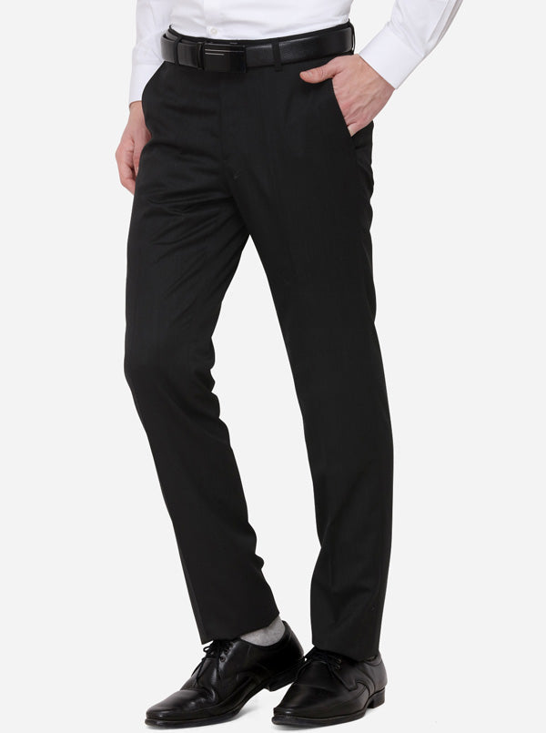 Grey Solid Slim Fit Formal Trouser | Metal